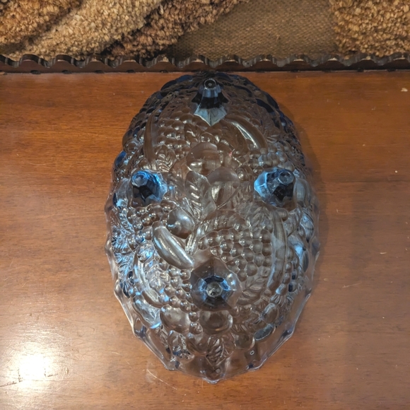 Indiana Glass Ice Blue Footed Oval Fruit Bowl Garland Pattern - Picture 7 of 7